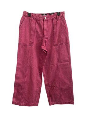 Scoop Wide Leg Pink 100% Cotton Twill Pants Size 8 Relaxed Fit Casual Style